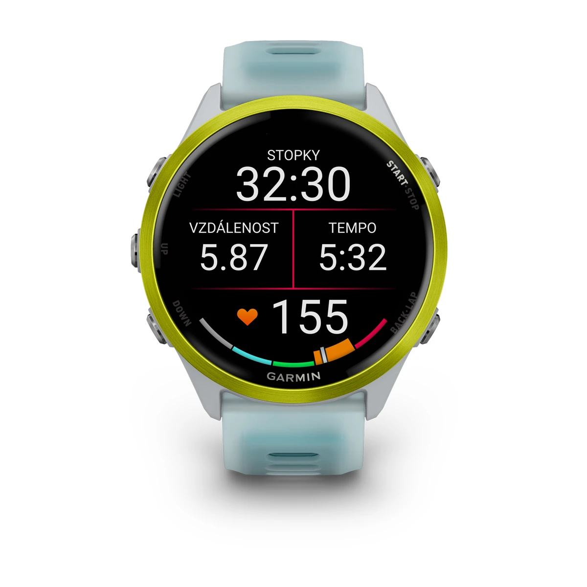 Forerunner® 570 - 47mm Amp Yellow hliníková luneta, poloprůhledný řemínek Whitestone/Turquoise  Kód Produktu010-02971-01