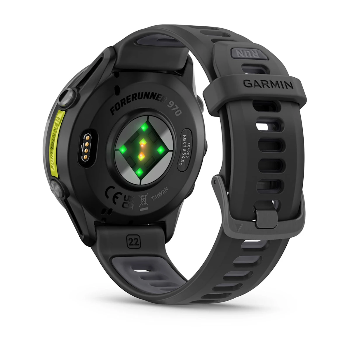 Forerunner® 970 Carbon Grey DLC titanová luneta, pouzdro Black a poloprůhledný řemínek Black/Whitestone  Kód Produktu010-02969-10