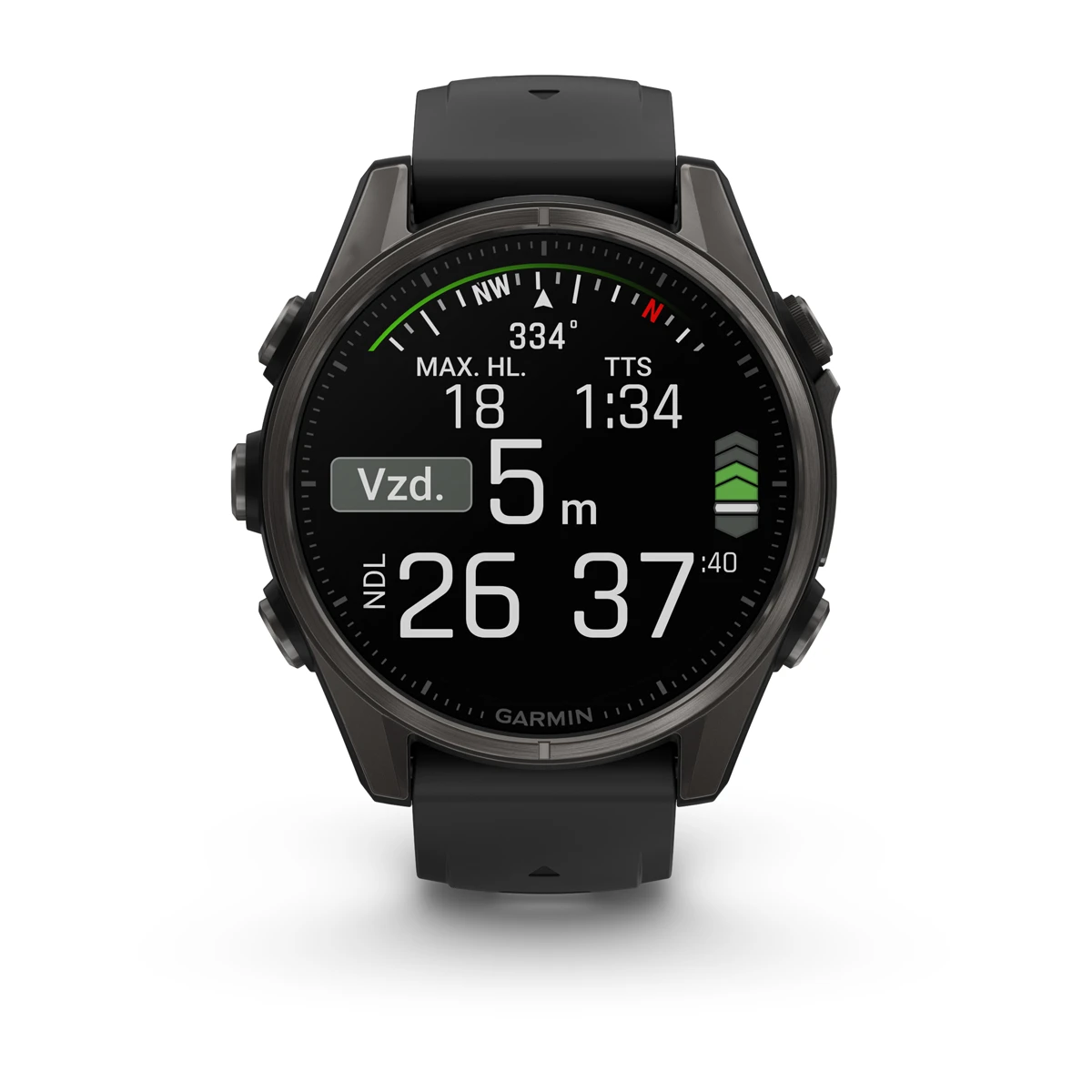 fēnix® 8 – 43 mm, AMOLED Sapphire, Carbon grey DLC titanium, Black / Pebble grey se silikonovým řemínkem.  Kód Produktu010-02903-21