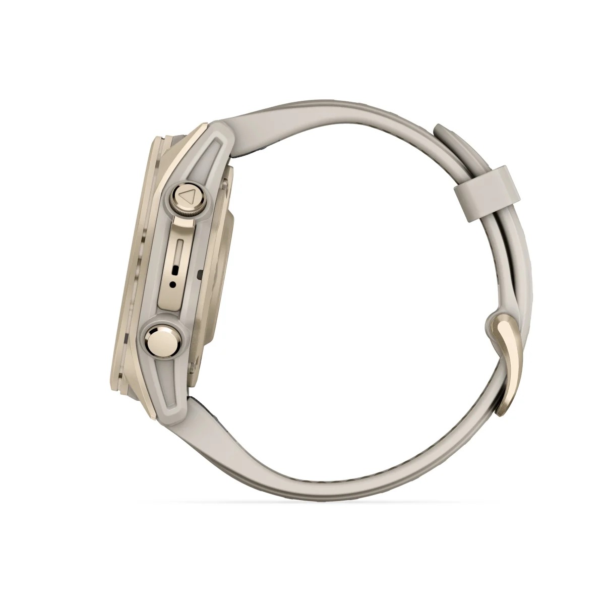 fēnix® 8 – 43 mm, AMOLED Sapphire, Soft Gold / Fog grey se silikonovým řemínkem.  Kód Produktu010-02903-11