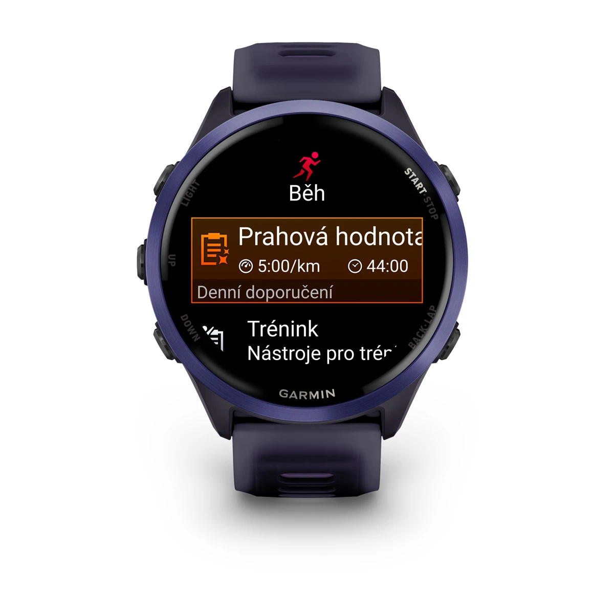 Forerunner® 570 - 47mm Indigo hliníková luneta, poloprůhledný řemínek Imperial Purple/Indigo  Kód Produktu010-02971-02