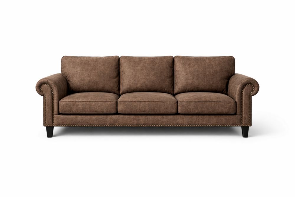 Canapé 3 places tissu marron