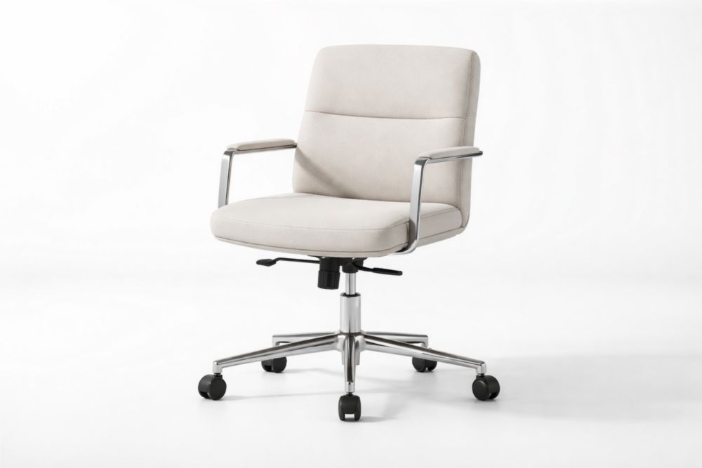 Chaise de bureau en tissu polyester et acier avec roues