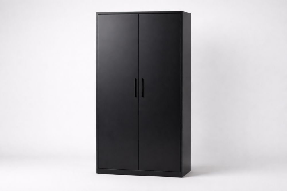 Armoire à deux portes en mélamine noire 190x90x40 cm