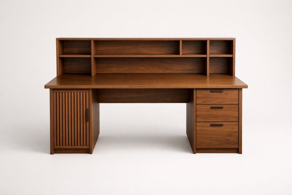 Bureau en bois de noyer 140x60x120 cm avec tiroirs