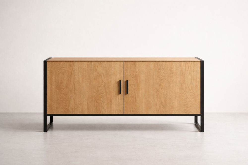 Buffet en Bois et Acier 120x45x80 cm