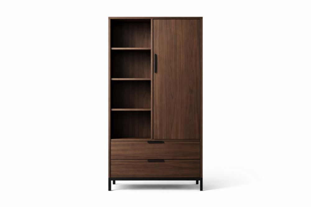 Armoire Bibliothèque en Bois et Acier Brun 190x80x40cm