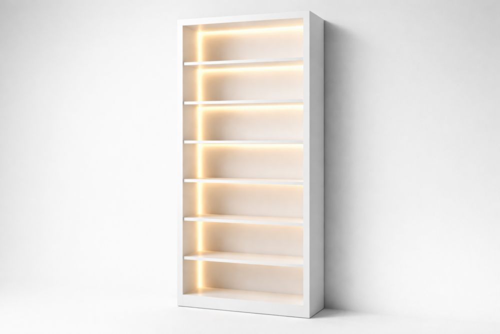 Étagère blanche avec éclairage LED 200x80x25 cm