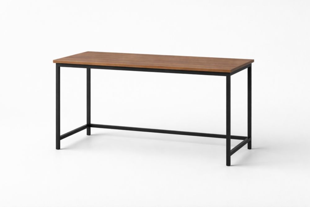 Bureau rectangulaire en bois et acier noir marron 120x60x75 cm