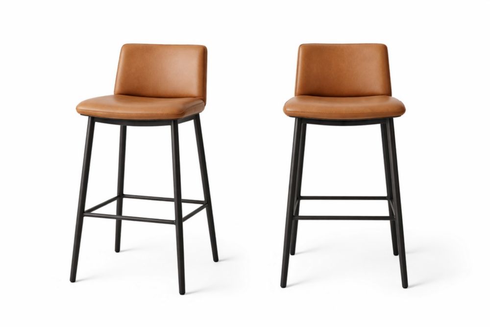 Tabourets de Bar Simili Cuir Marron Ensemble de 2