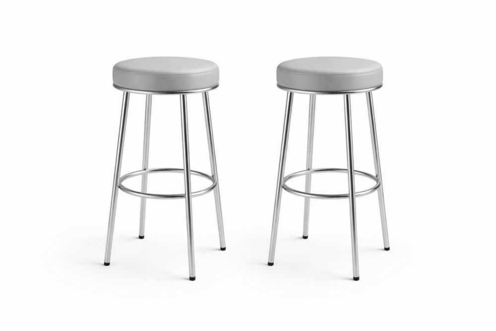Tabourets de Bar 2 Pièces Acier et Similicuir Gris