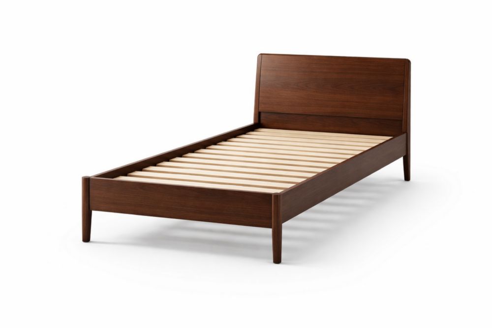 Lit simple en bois massif marron 200x90 cm