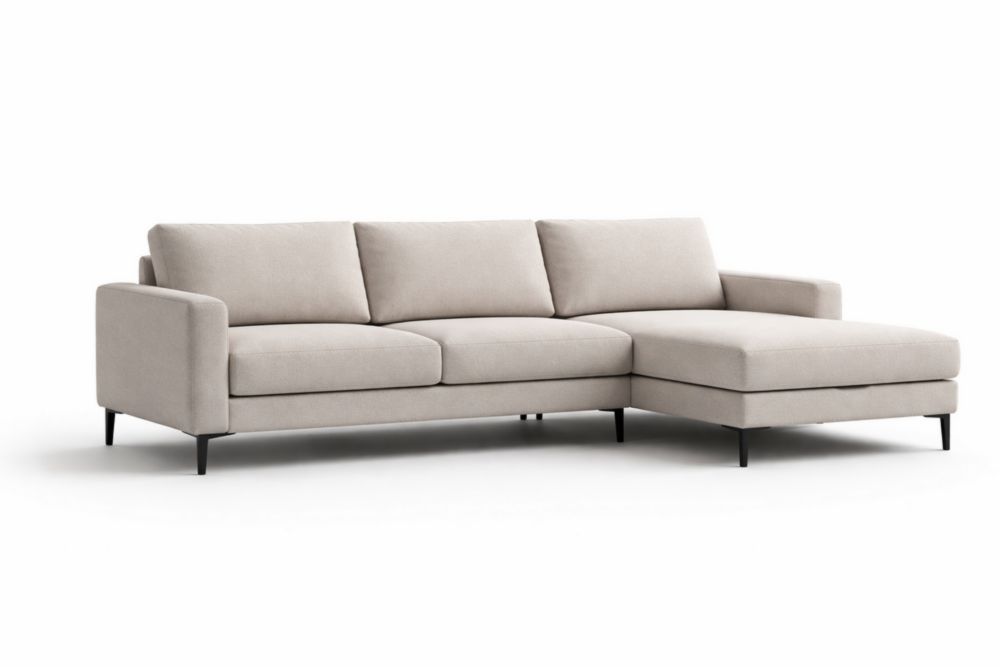 Canapé d'angle tissu beige 260x160 cm