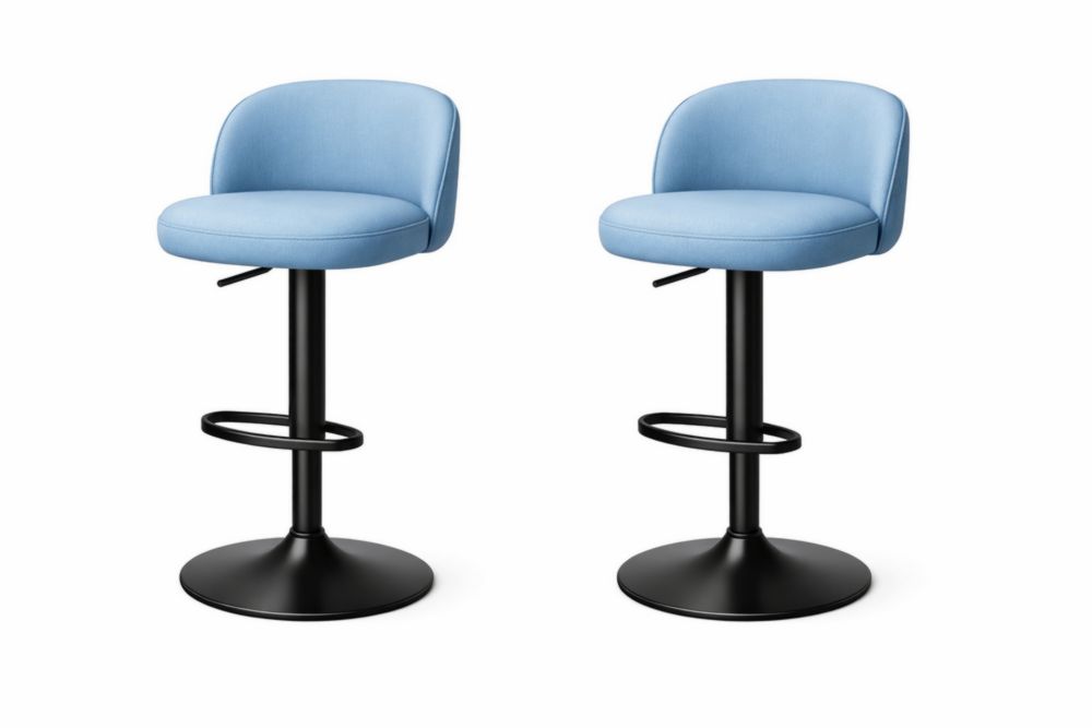 Lot de 2 tabourets de bar réglables en tissu et acier