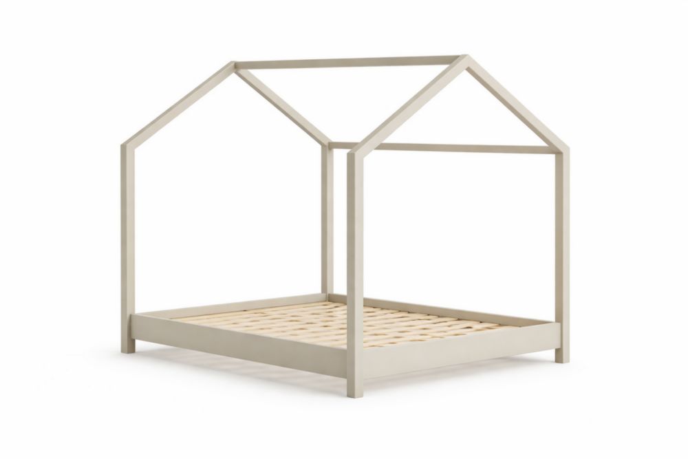 Lit cabane en bois 90x190 cm Beige