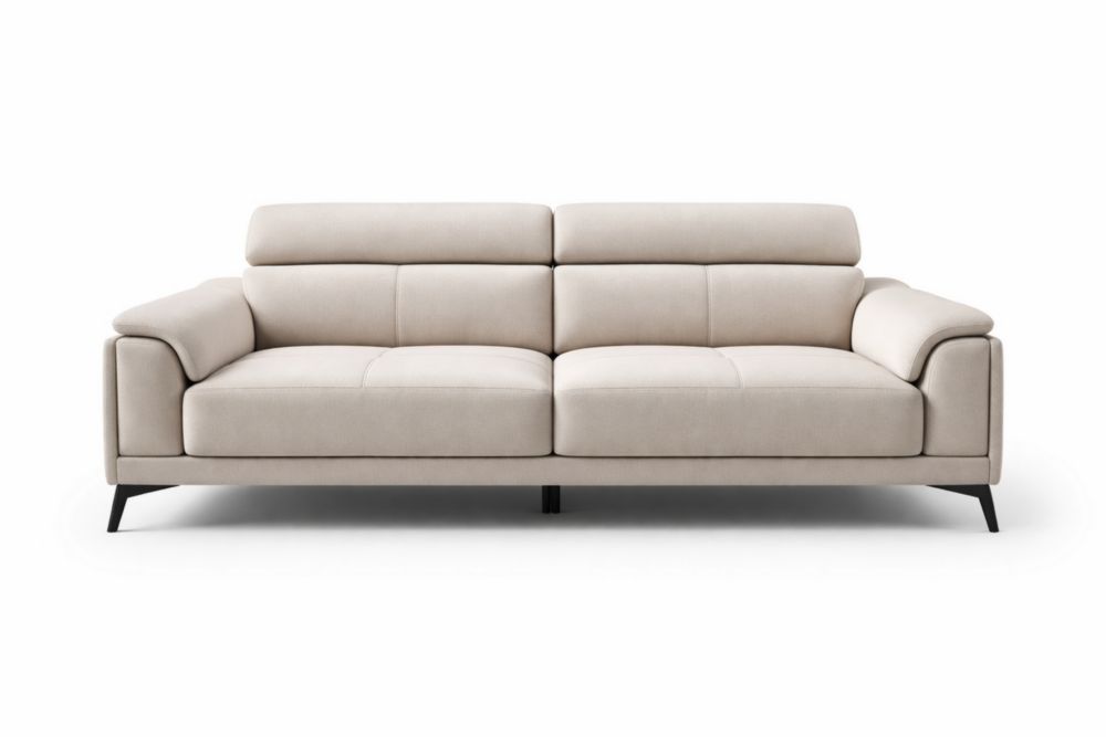 Canapé 3 places tissu polyester pieds acier Beige