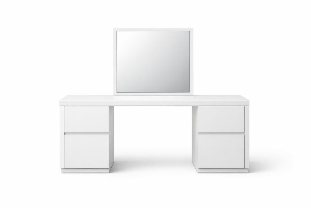 Coiffeuse avec miroir et tiroirs en bois MDF Blanc