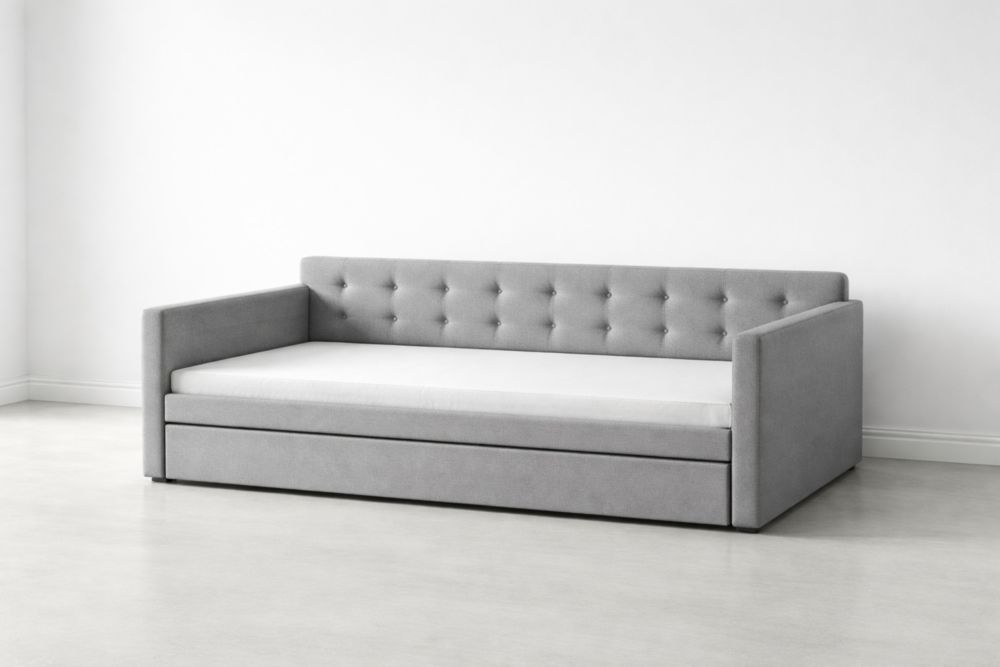 Canapé-lit en tissu polyester Gris