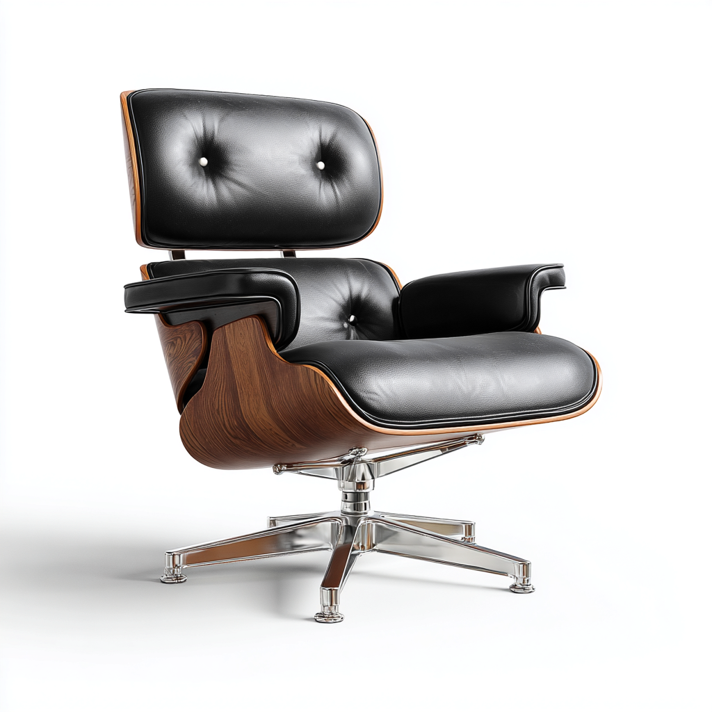 Bürostuhl Kunstleder - Holz 70x78x98 cm - schwarz - walnuss - ergonomisches Design für Büro-Roomuphub