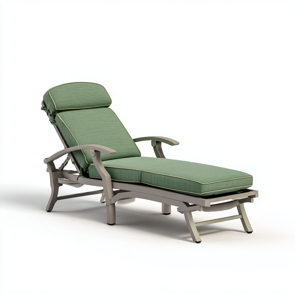 Sonnenliege aus Metall 198x70x95 cm - grau - grün - verstellbares Design für Garten geeignet-Roomuphub