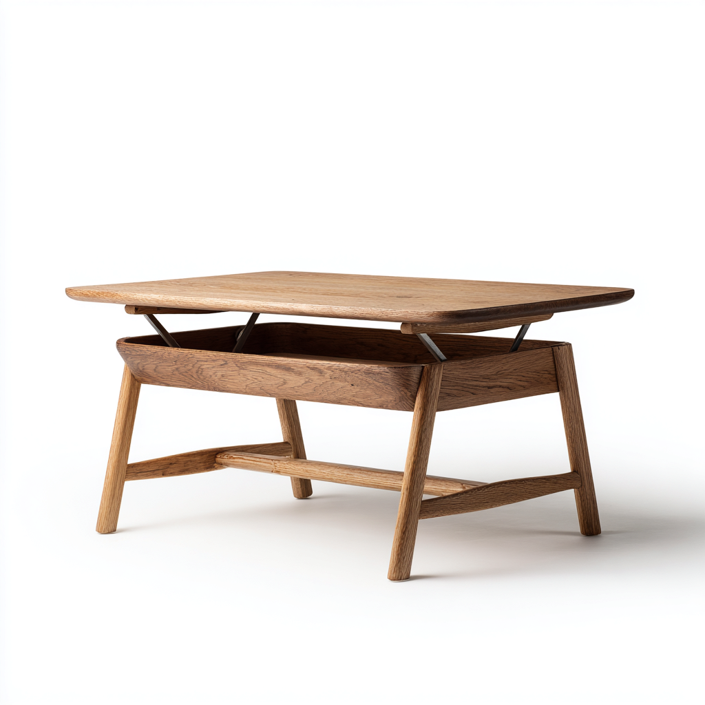 Couchtisch Holz 100x60x48 cm - Dunkelholz - Modernes Design mit Lift-Top für Wohnzimmer-Roomuphub