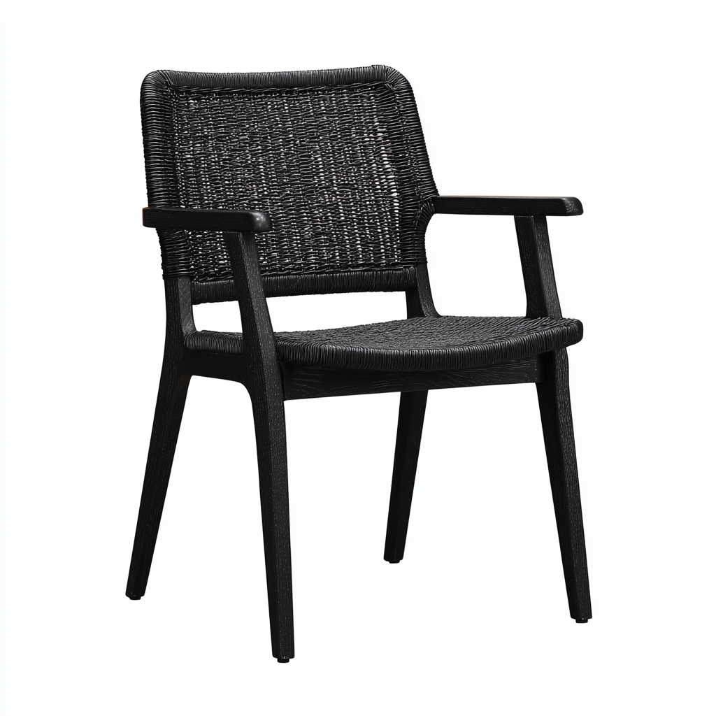 Gartenstuhl Rattan - Kunststoff 57x55x89 cm - schwarz - für den Außenbereich - modernes Design-Roomuphub