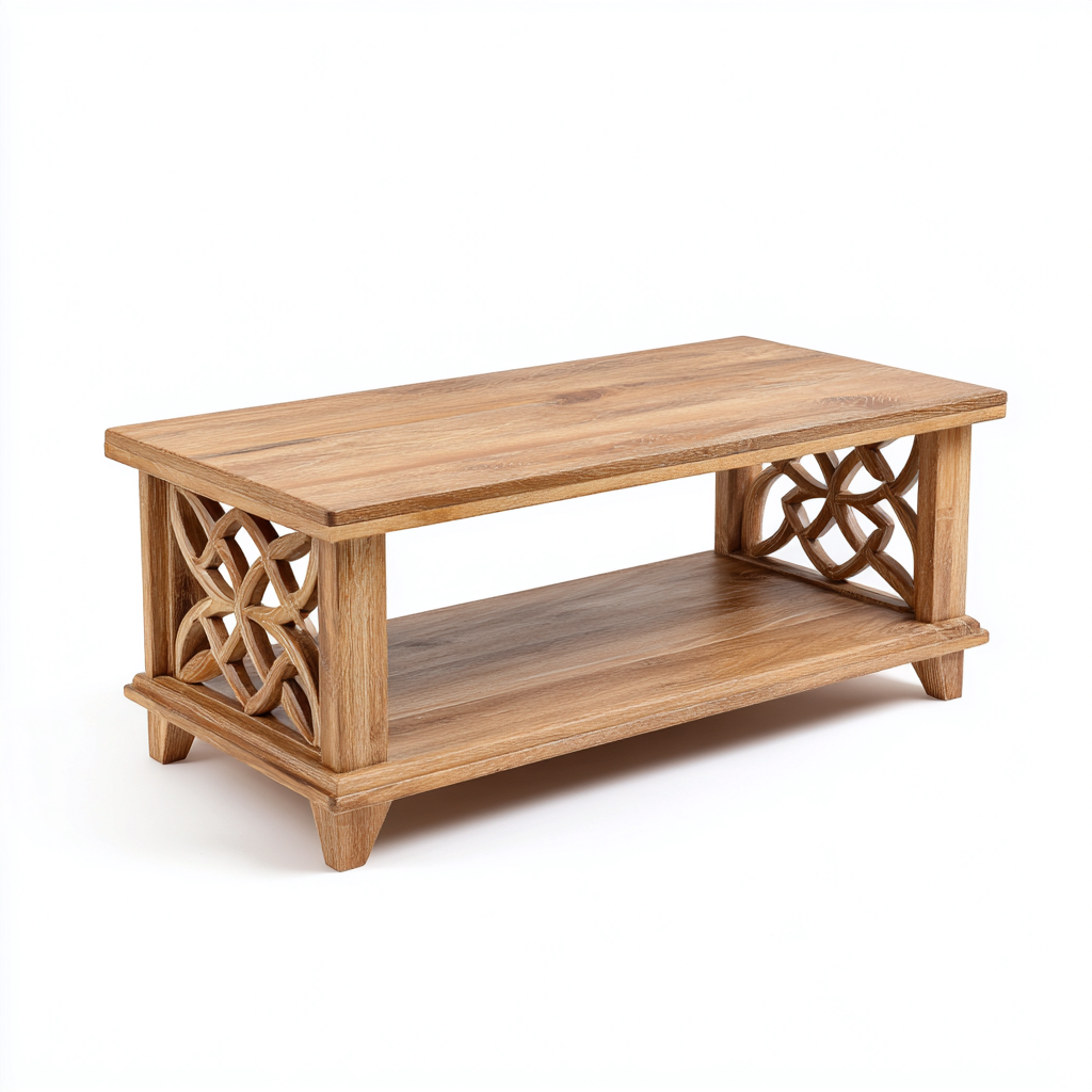 Couchtisch Holz 110x55x45 cm - natur - dekoratives Design - für Wohnraum-Roomuphub