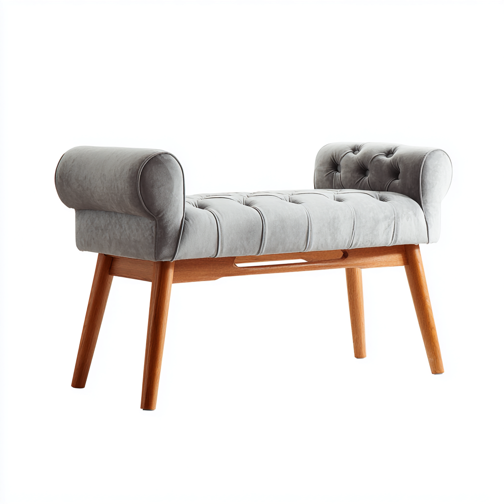 Sitzbank für Flur Stoffpolster 95x40x60 cm - hellgrau - für Eingangsbereich - modernes Design-Roomuphub