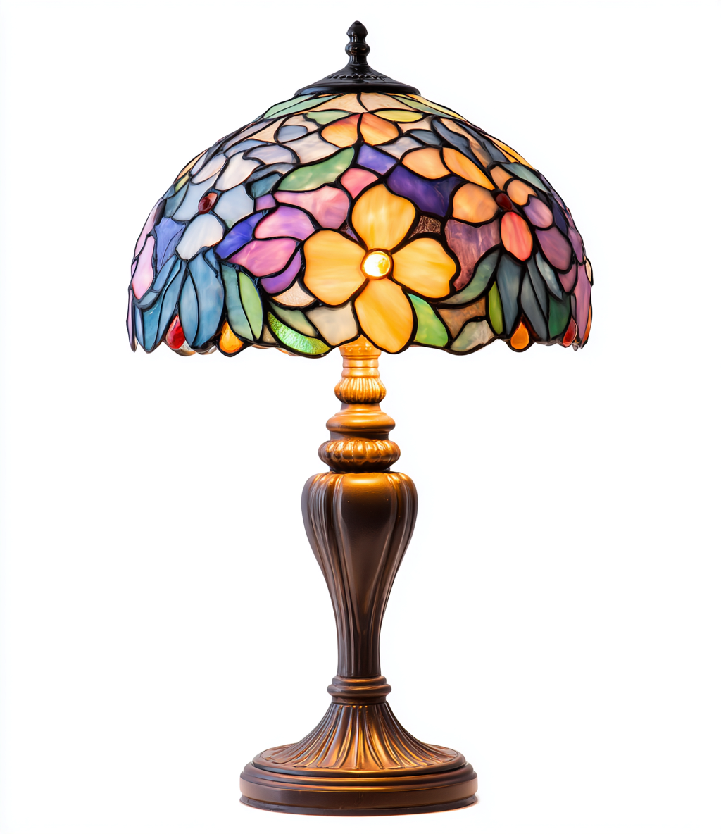 Tischlampe Glas-und-Metall 30x30x55 cm Mehrfarbig Für-Wohnzimmer Jugendstil-Design-Roomuphub