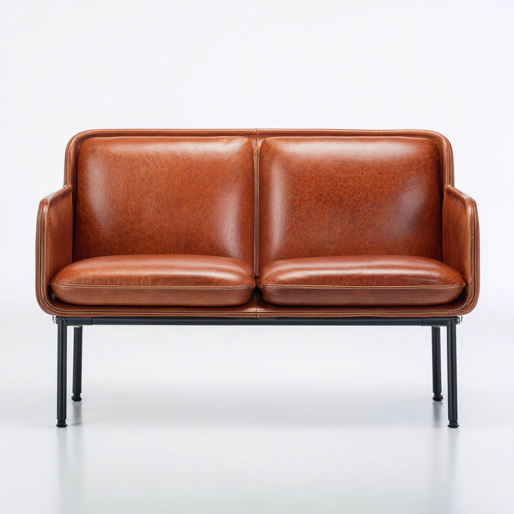 Zweisitzer Sofa Echtleder 160x78x85 cm - braun - modernes Design - für Wohnzimmer-Roomuphub