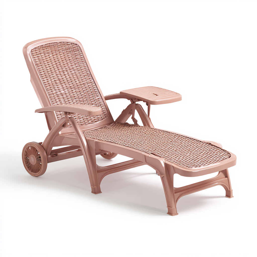 Sonnenliege aus Kunststoff 195x70x85 cm - rosé - verstellbares Design für Garten geeignet-Roomuphub