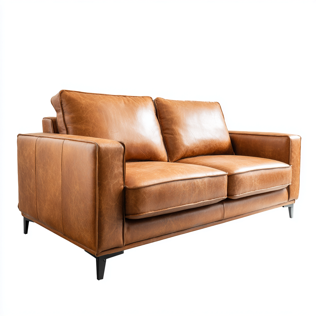 Zweisitzer Sofa Echtleder 180x90x85 cm - braun - modernes Design - für Wohnzimmer-Roomuphub