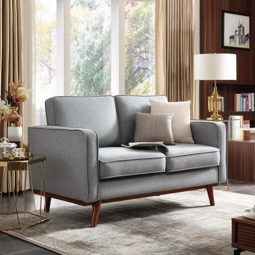 Zweisitzer Sofa Stoff 176x90x88 cm - grau - modernes Design - für Wohnzimmer-Roomuphub