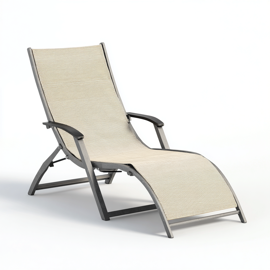 Sonnenliege - Metallrahmen Textilbespannung 185x60x95 cm - Beige - verstellbares Design - für den Außenbereich-Roomuphub