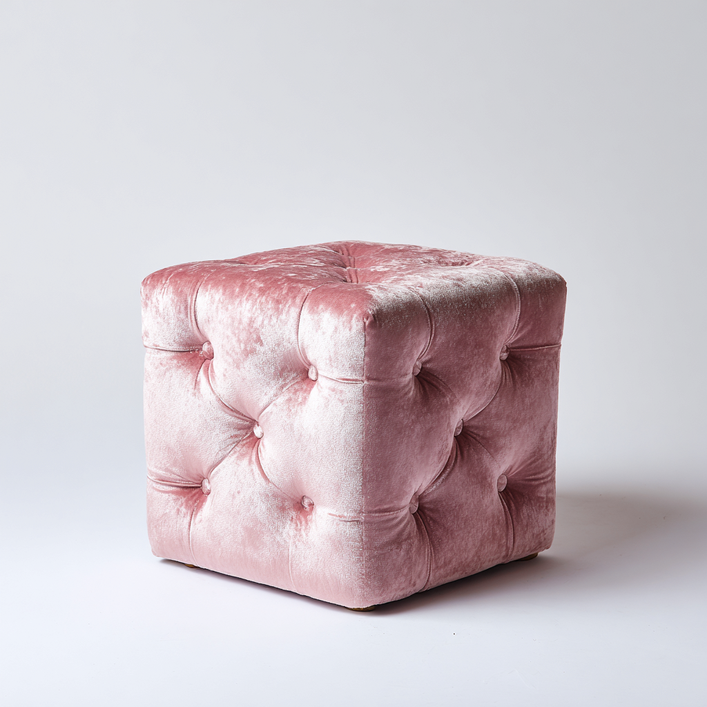 Fußhocker Samt 40x40x45 cm - Rosa - Chesterfield Design - für Wohnzimmer-Roomuphub