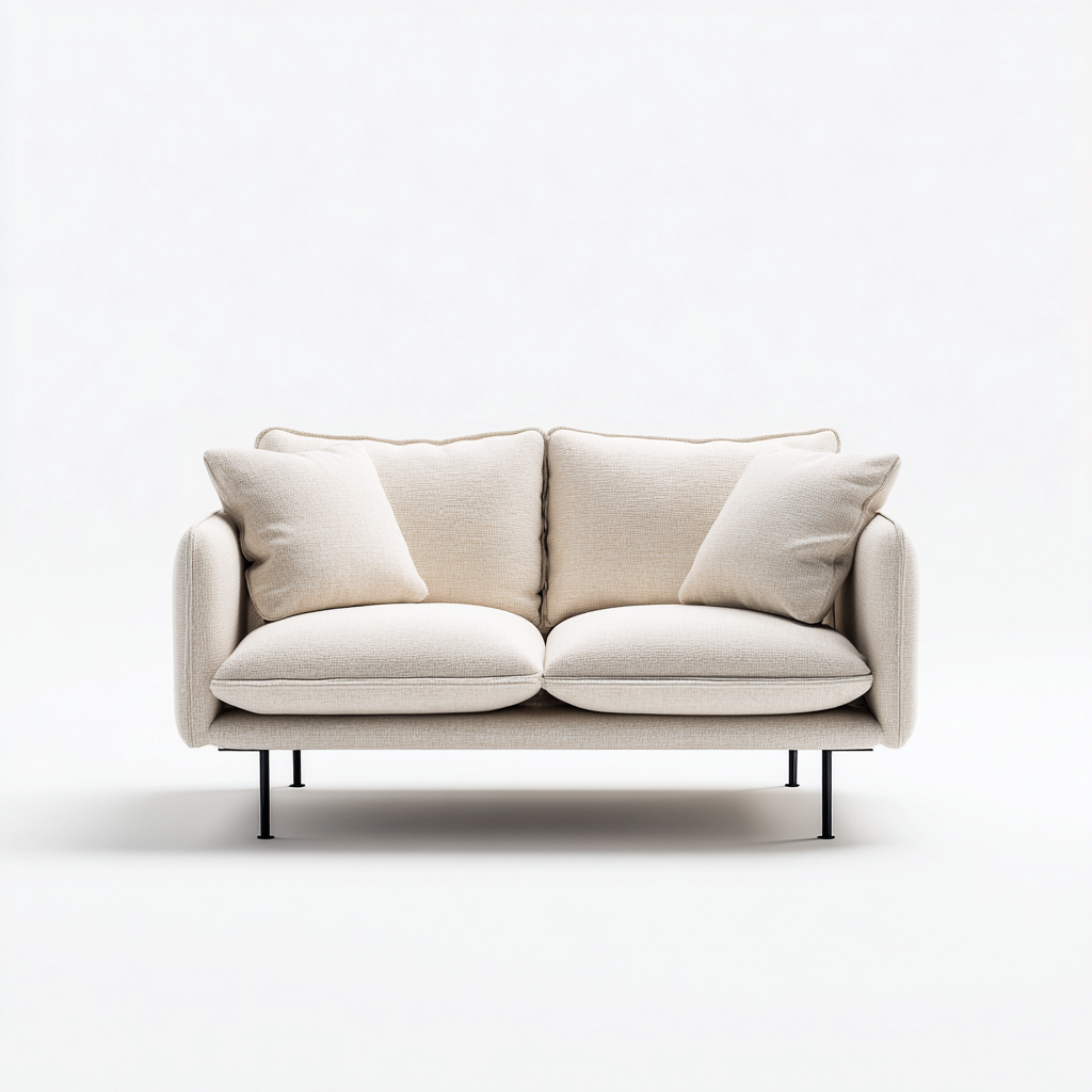 Zweisitzer Sofa Stoff 168x88x82 cm - beige - geeignet für Wohnzimmer - modernes Design-Roomuphub