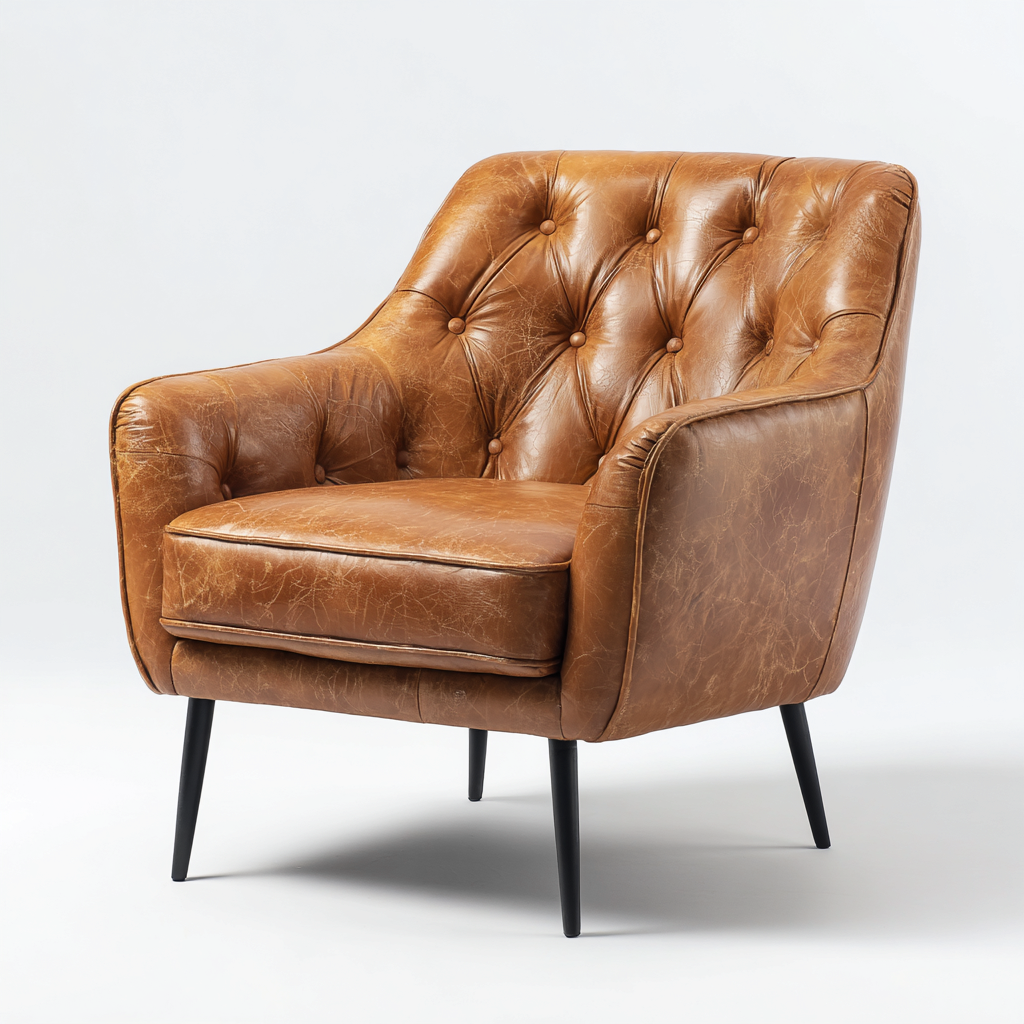 Sessel Leder 72x68x84 cm - braun - modernes Design - für Wohnraum-Roomuphub