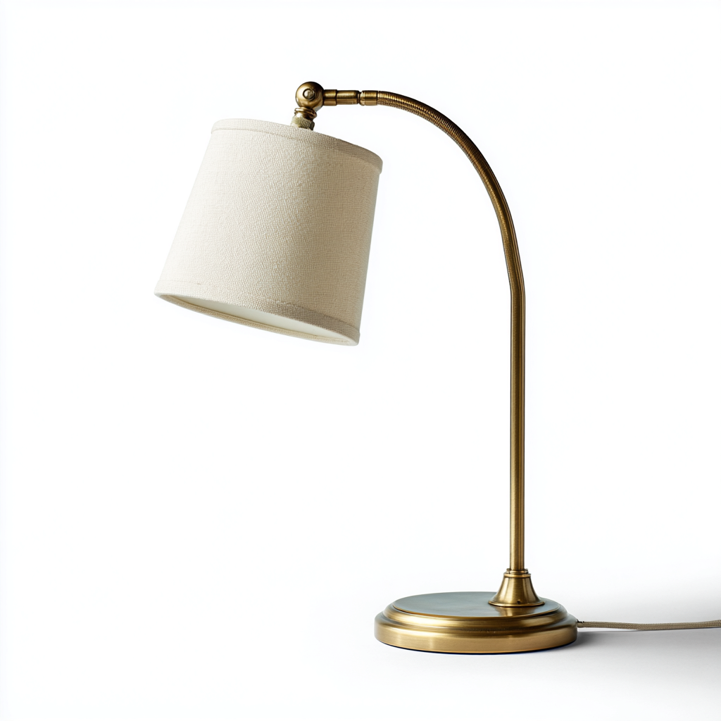 Tischlampe Metall - Stoff 20x20x40 cm - messing - creme - klassisches Design - für Innenraum-Roomuphub