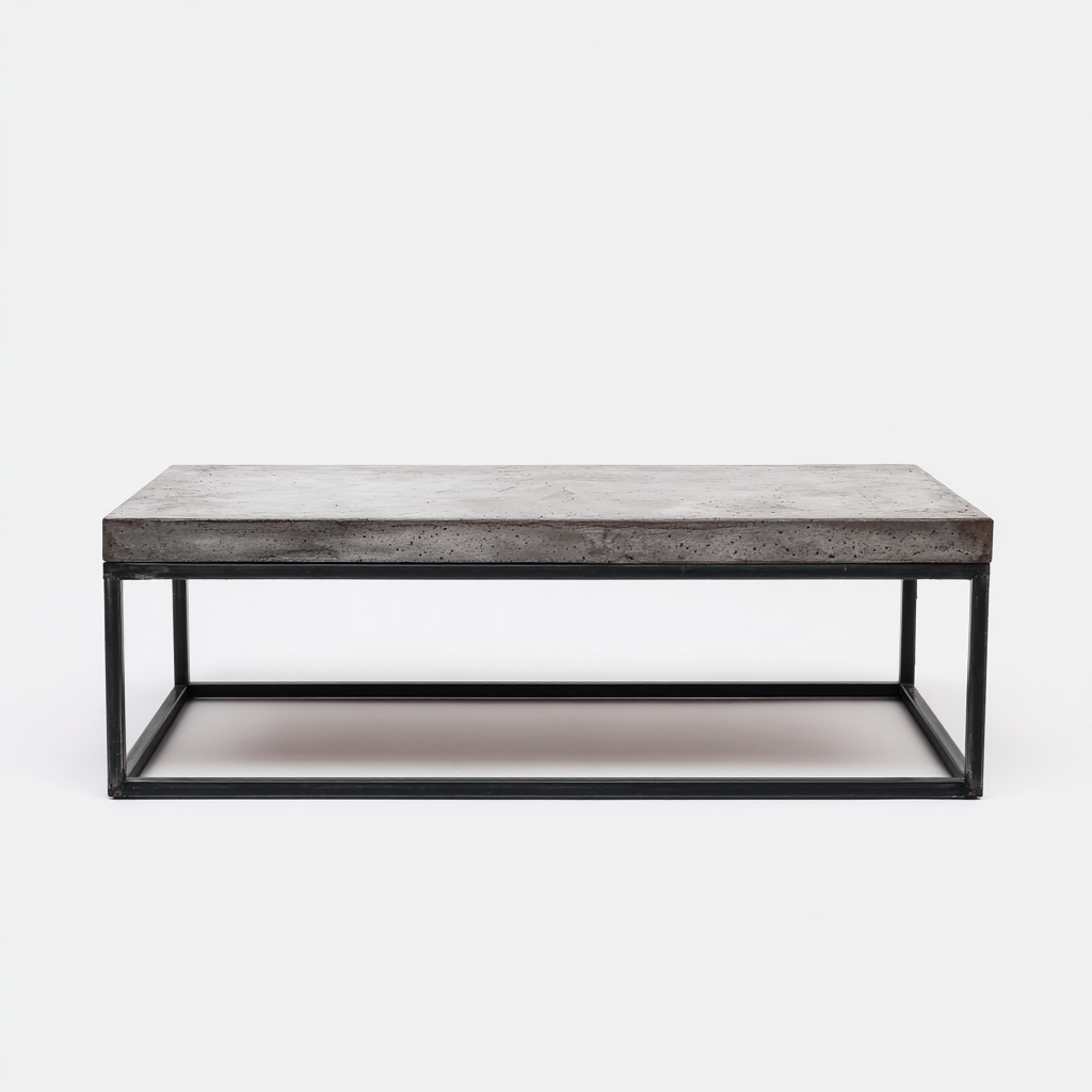 Couchtisch Betonplatte Metall 120x60x40 cm - grau - schwarz - modernes Design - für Wohnraum-Roomuphub