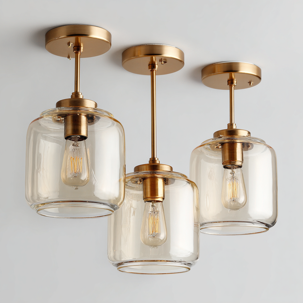 Deckenleuchte Metall - Glas 22x22x30 cm - gold - klar - modernes Design - geeignet für Innenräume-Roomuphub