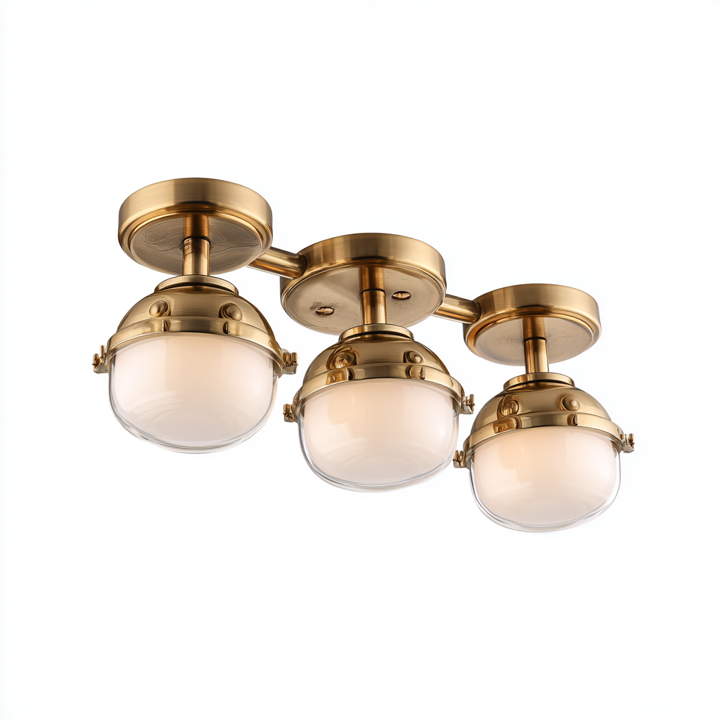 Deckenleuchte Metall - Glas 30x20x18 cm - gold - weiß - industrielles Design - geeignet für Innenräume-Roomuphub