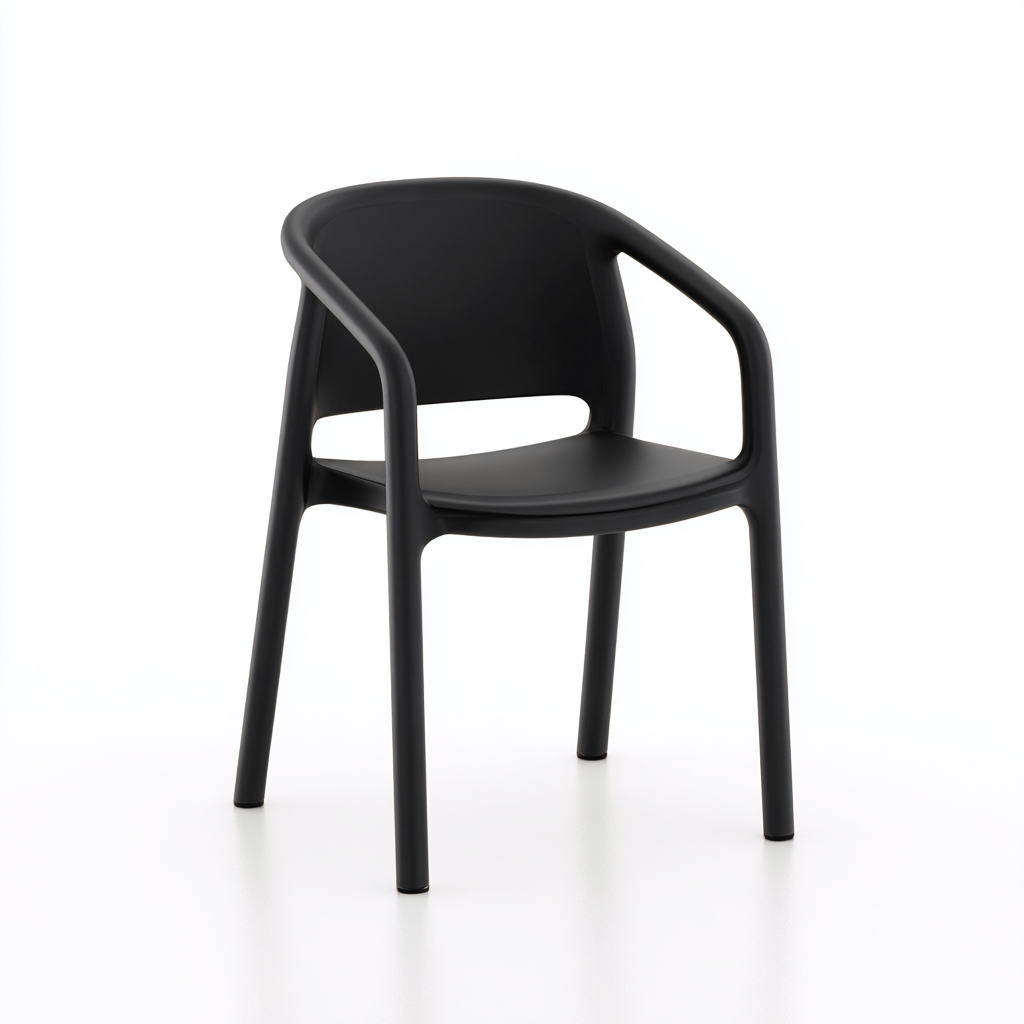 Gartenstuhl Kunststoff 54x55x82 cm - Schwarz - Modernes Armlehnendesign - Für Garten geeignet-Roomuphub