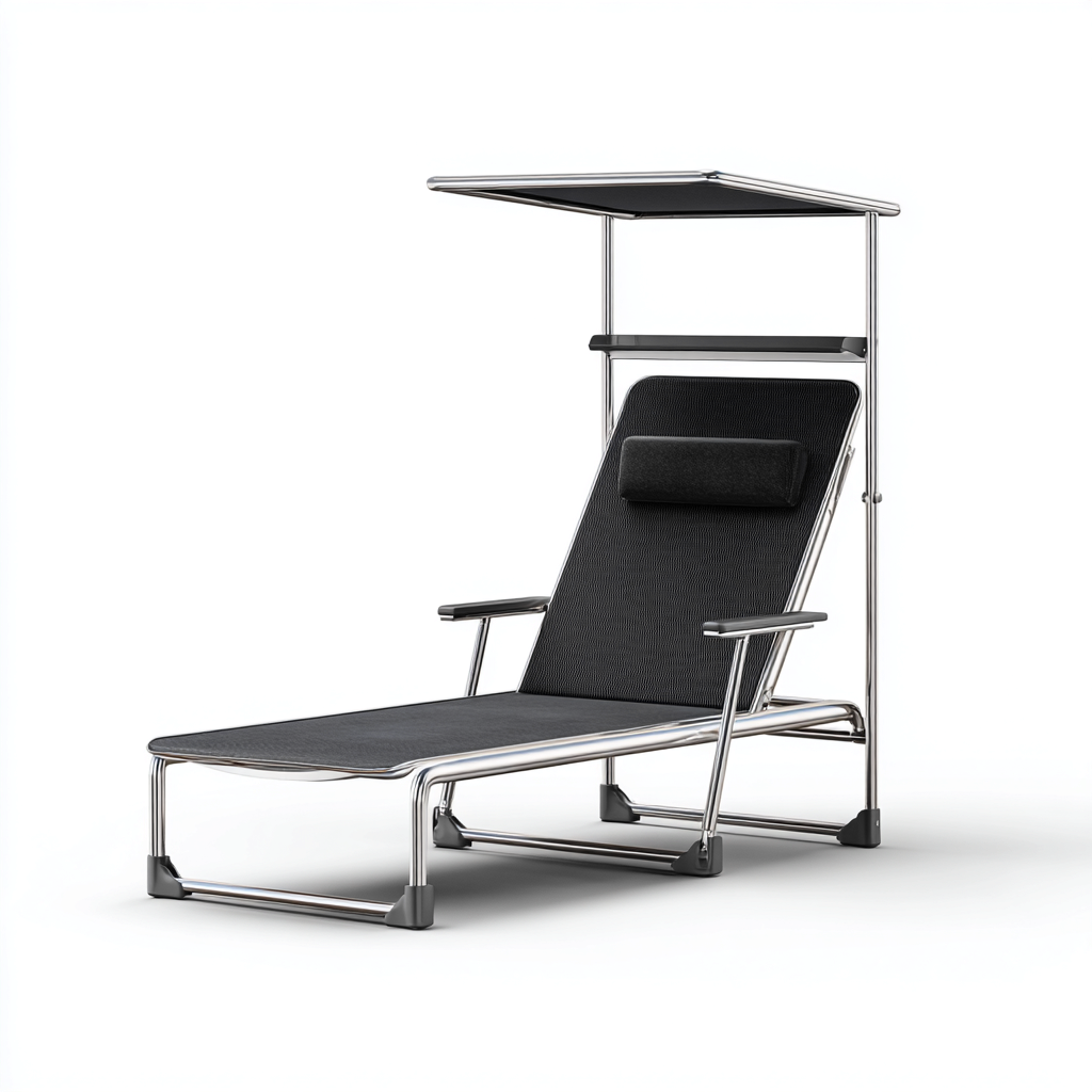 Sonnenliege aus Metall 190x60x95 cm - schwarz - verstellbares Design für Garten geeignet-Roomuphub