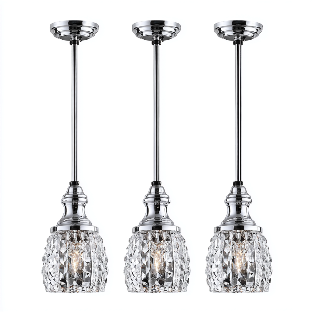 Deckenleuchte Metall - Glas 12x12x40 cm - chrom - klar - klassisches Kristalldesign - geeignet für Innenräume-Roomuphub