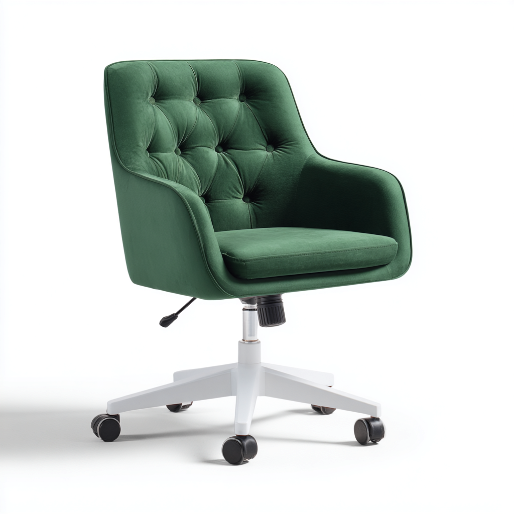 Bürostuhl Samt 60x58x90 cm - dunkelgrün - weiß - ergonomisches Design für Büro-Roomuphub