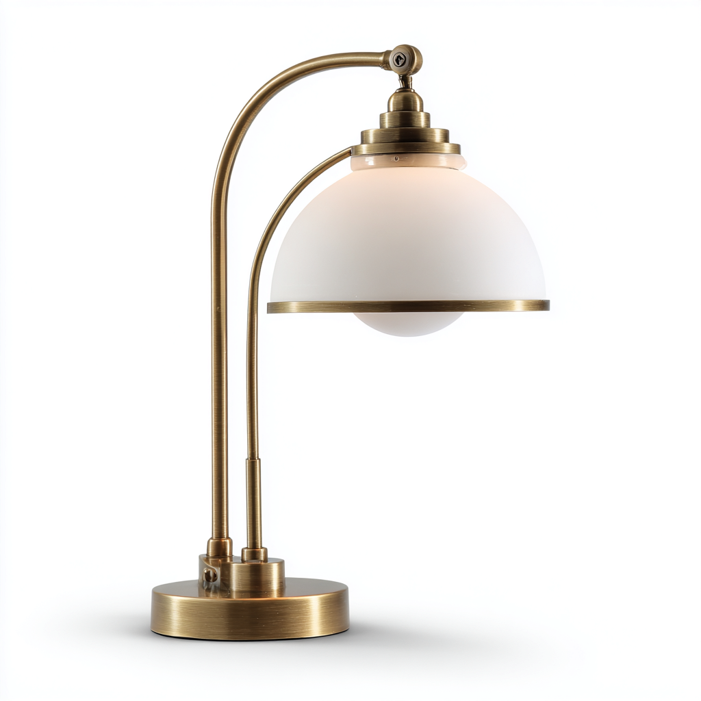 Tischlampe Metall - Glas 24x18x38 cm - messing - weiß - modernes Vintage Design - für Innenraum-Roomuphub