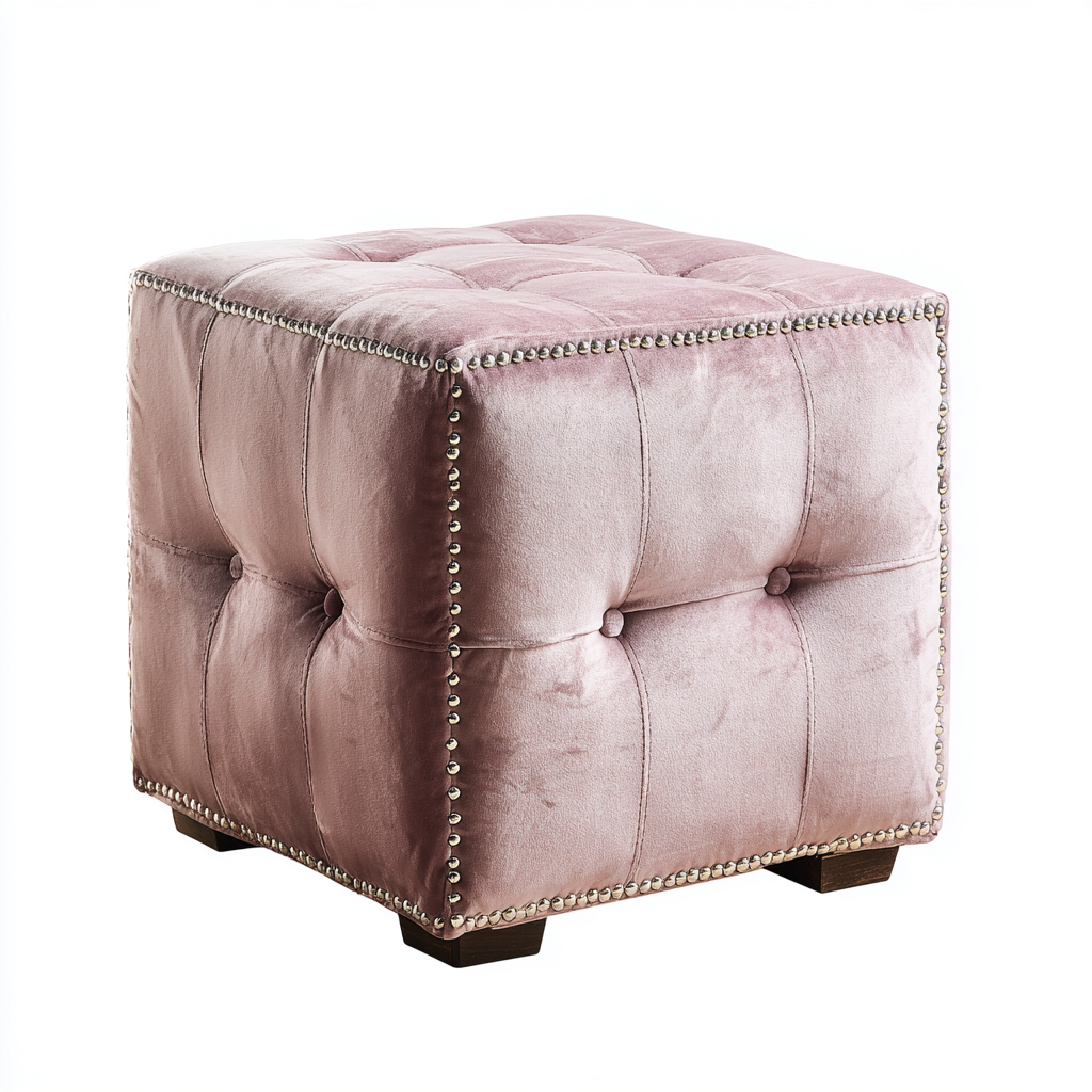 Fußhocker Samt 38x38x45 cm - Rosa - Gepolstertes Design für Wohnzimmer-Roomuphub