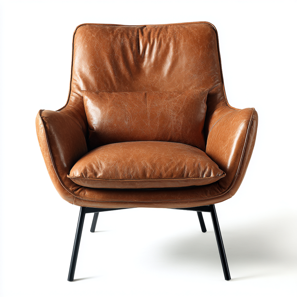 Sessel-Ledersessel-70x75x95 cm-Braun-für Wohnzimmer-Klassisches Design-Roomuphub