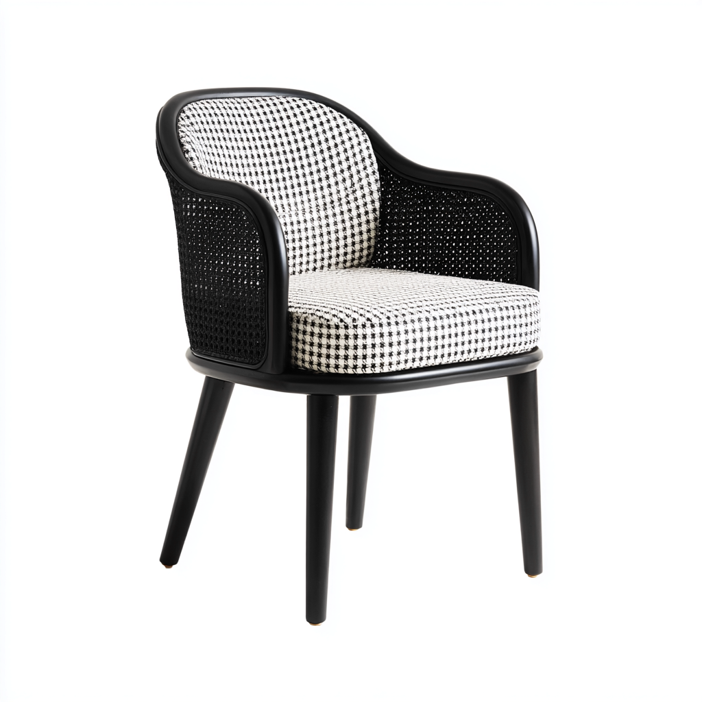 Gartenstuhl Rattan - Kunststoff 58x57x85 cm - schwarz - weiß - für den Außenbereich - modernes Design-Roomuphub