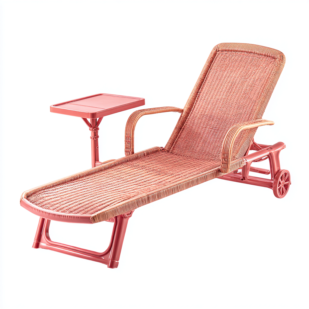 Sonnenliege aus Kunststoff 195x70x85 cm - rosé - verstellbares Design für Garten geeignet-Roomuphub